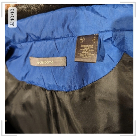 Pre-owned  Liz Claiborne Royal Blue Quilted Vest with Black Trim - Picture 9 of 10